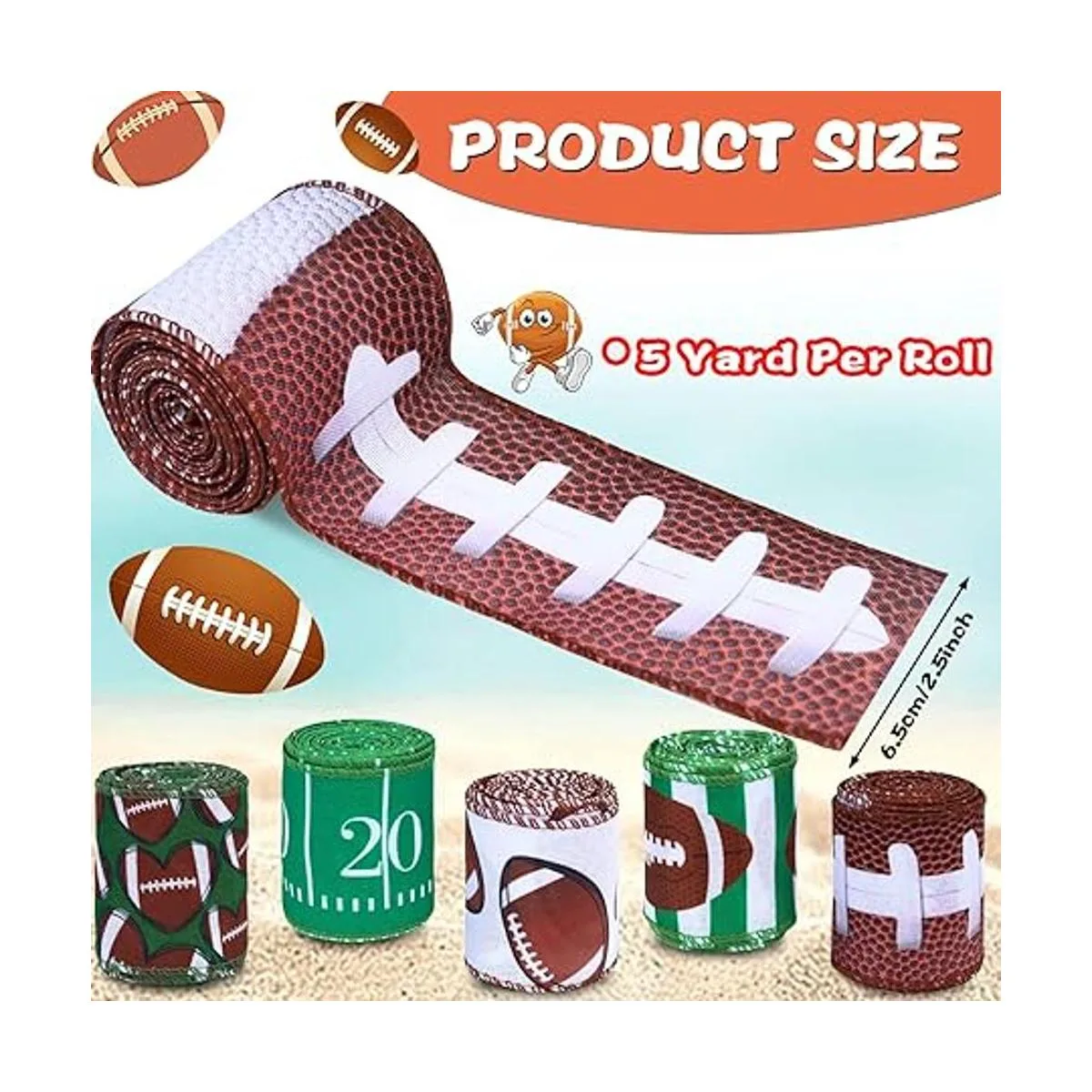 Kuscul 5 rollos de cinta de fútbol con alambre de 2.5_2