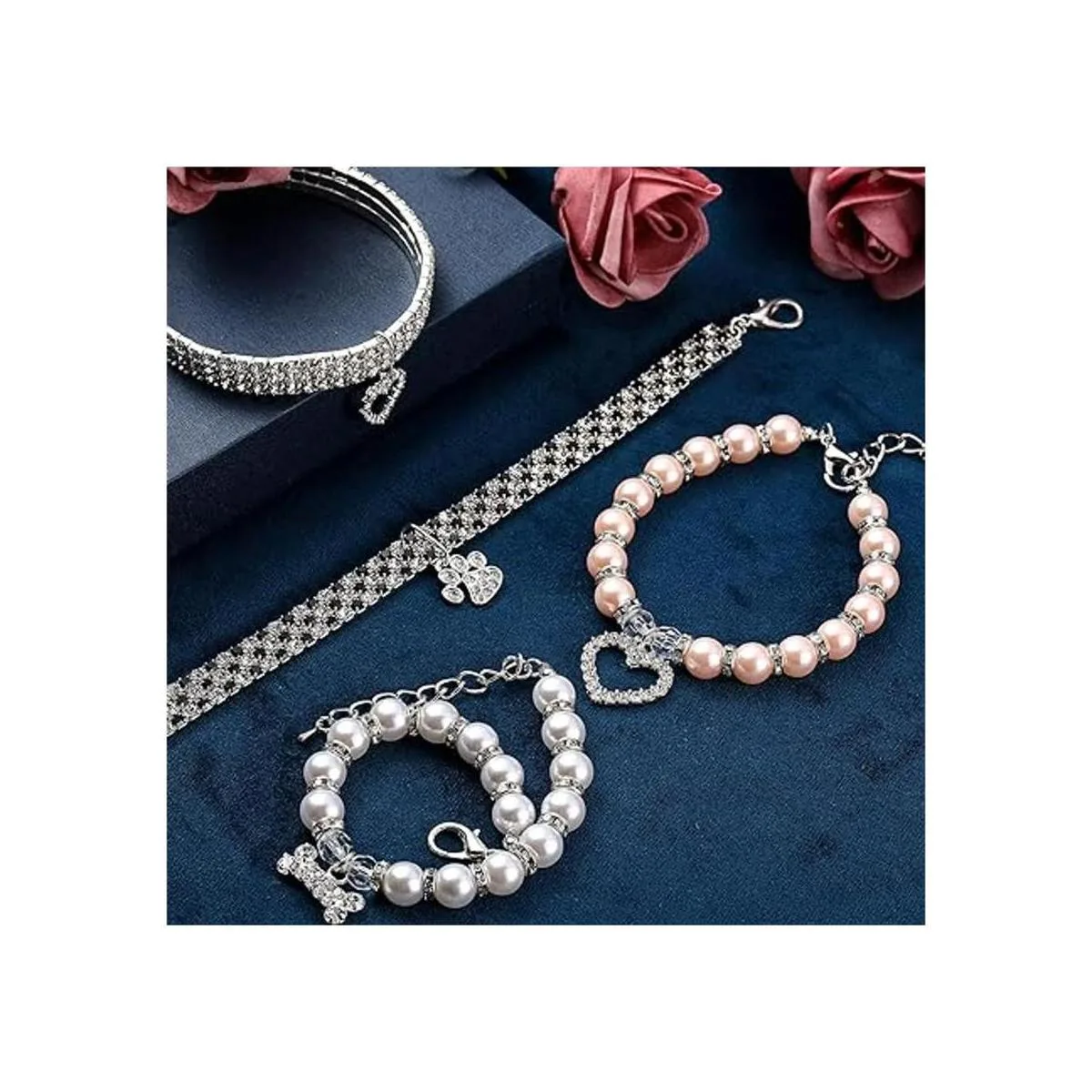 Juego de 4 collares de collar de perla para perros_7