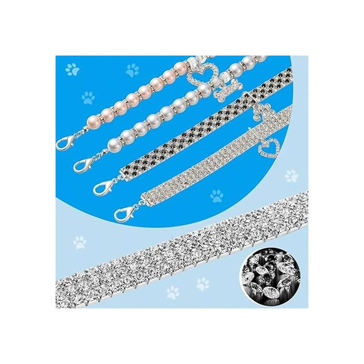 Juego de 4 collares de collar de perla para perros_4
