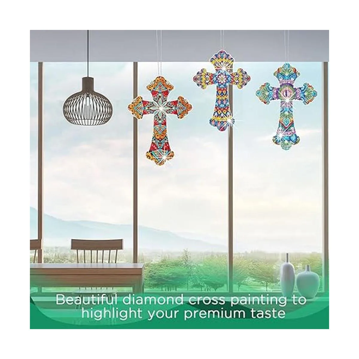 Juego de 3 piezas de pintura de diamante colgante de cruz_7