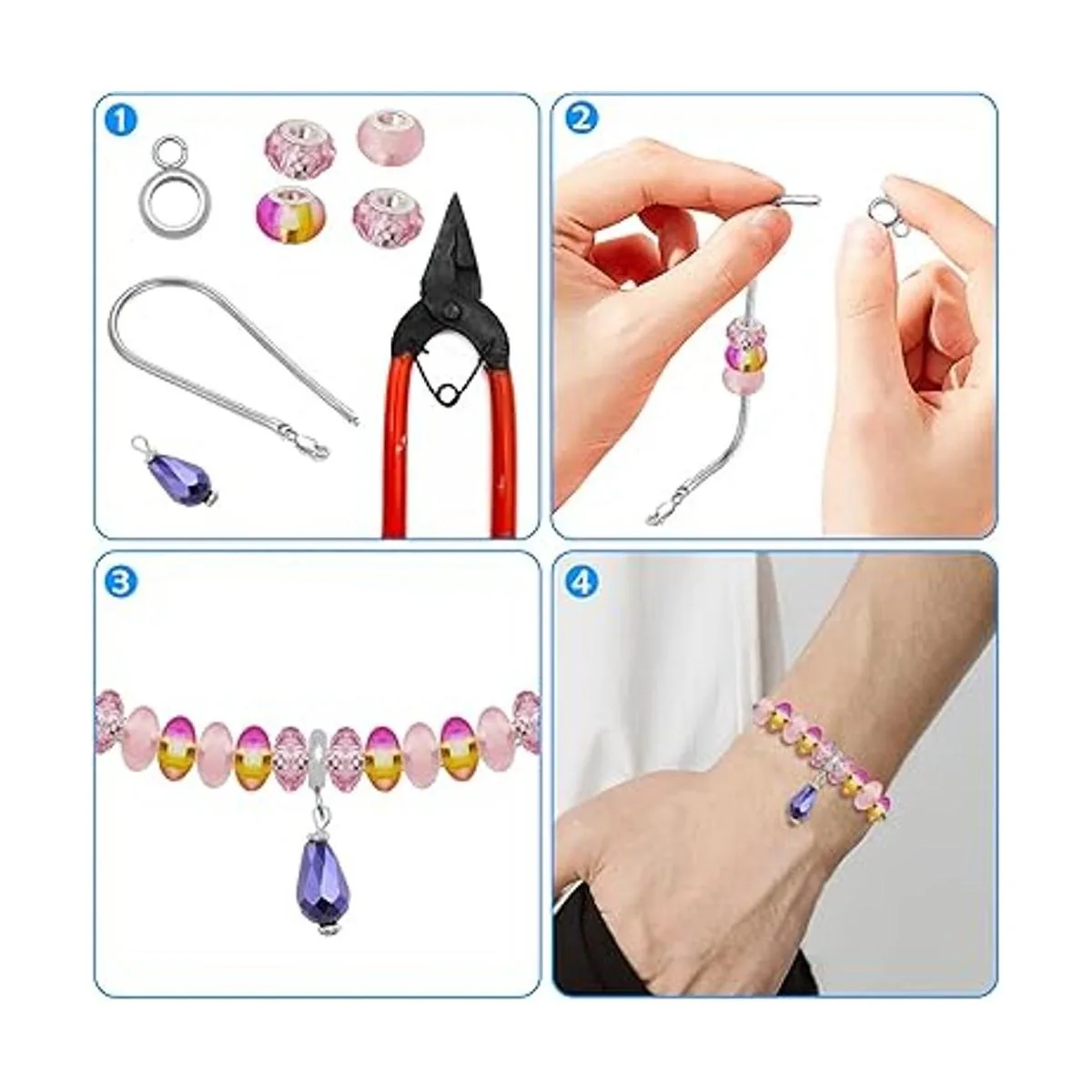 100 piezas de conectores de acero inoxidable cuentas de_4