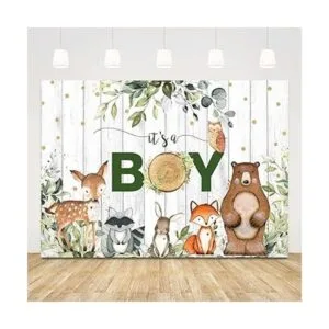 Sensfun Its A Boy Telón de fondo de bosque de animales_5