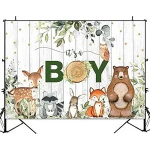 Sensfun Its A Boy Telón de fondo de bosque de animales_3