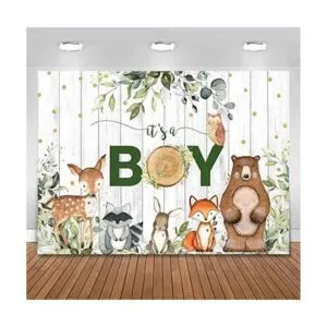 Sensfun Its A Boy Telón de fondo de bosque de animales_4