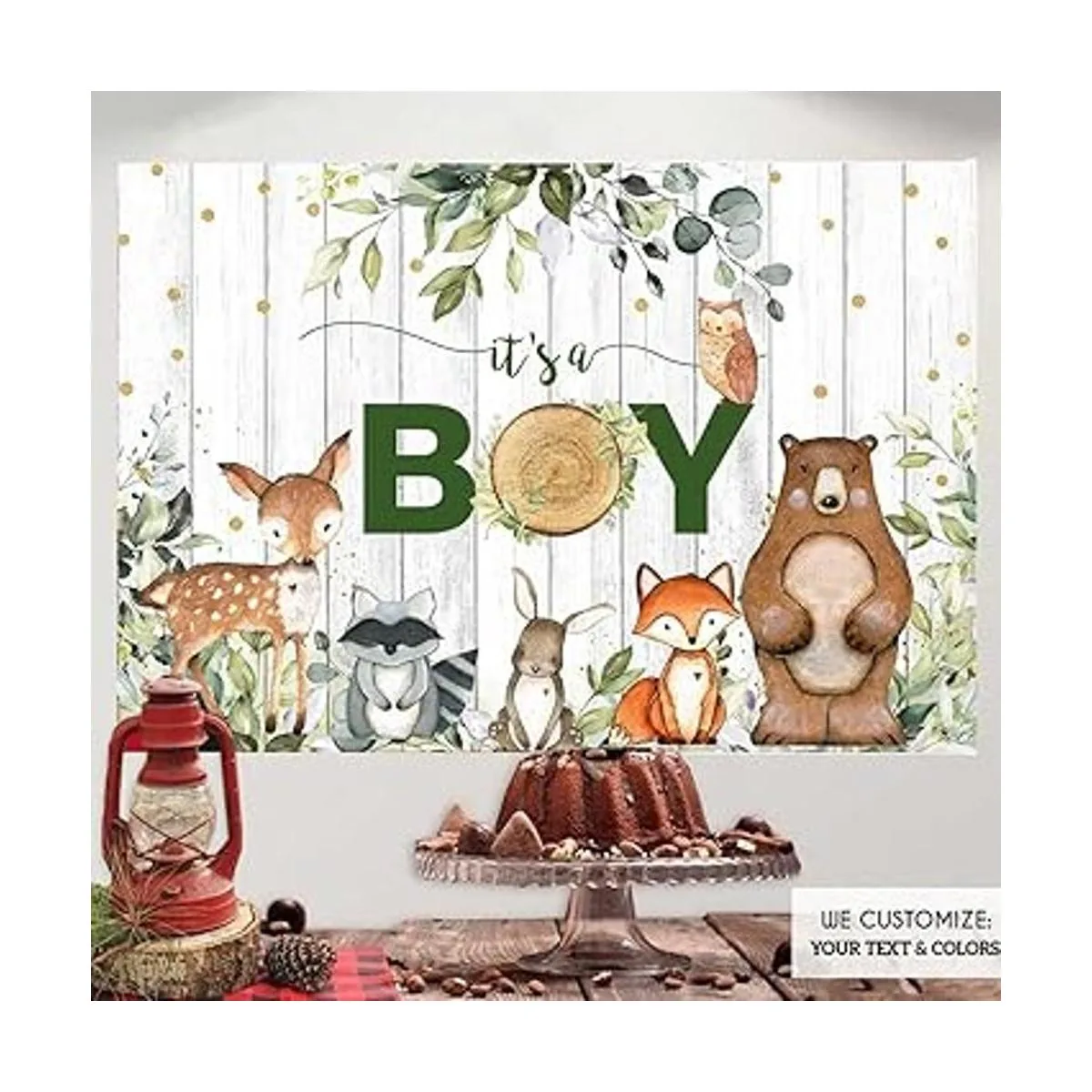 Sensfun Its A Boy Telón de fondo de bosque de animales_2