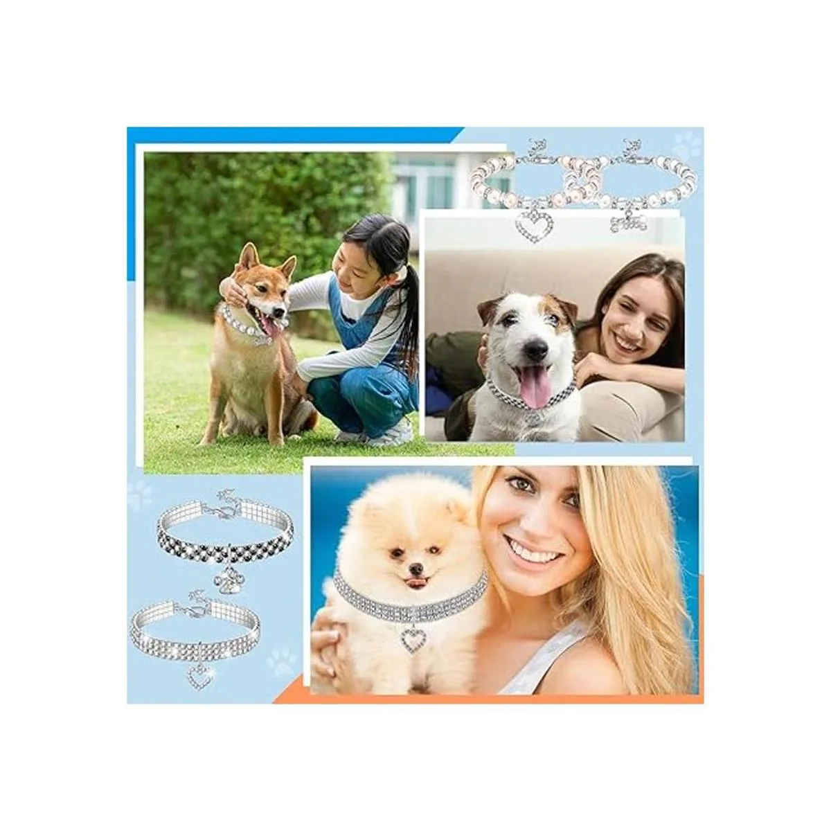 Juego de 4 collares de collar de perla para perros_6