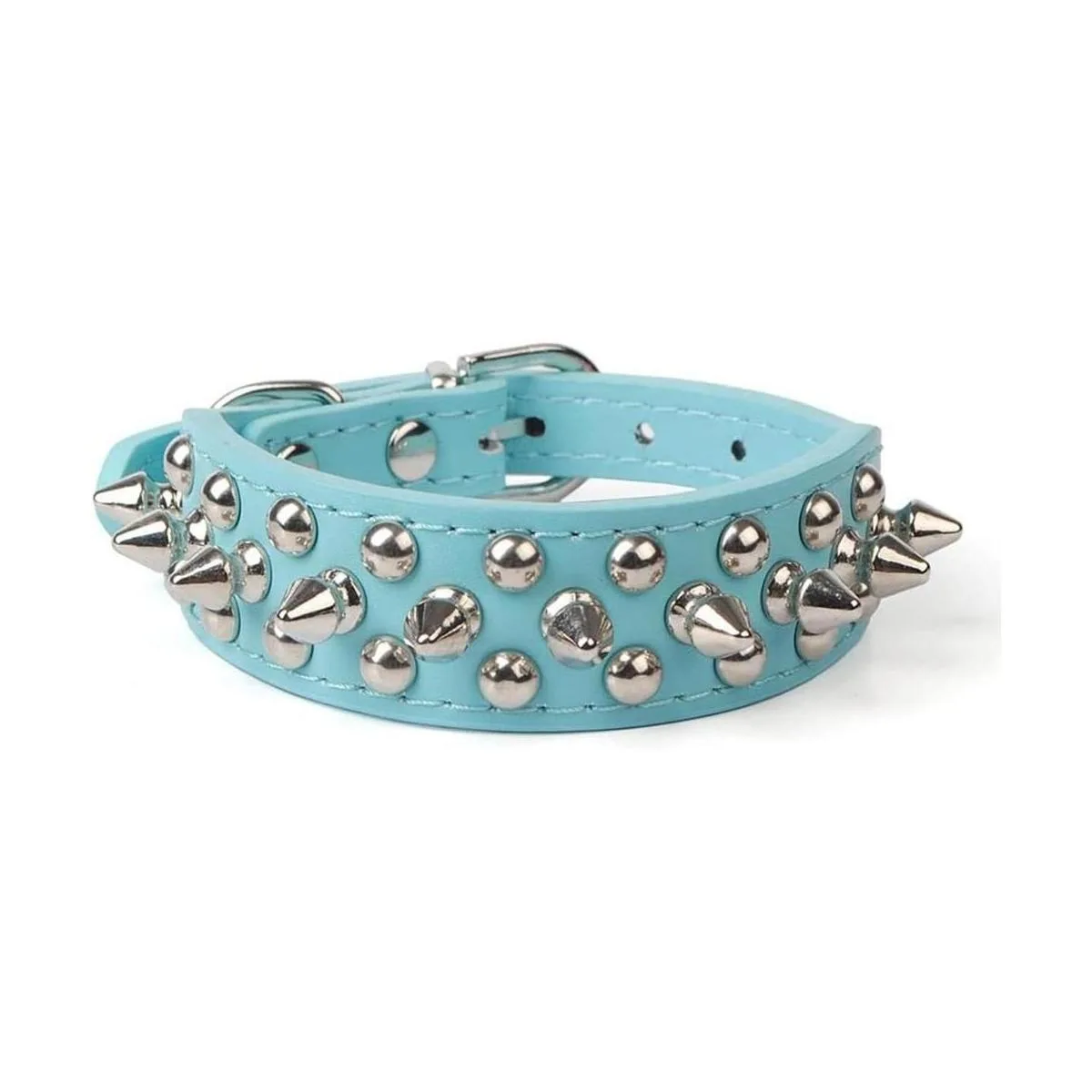 Collar de perro con púas de piel sintética suave con_1