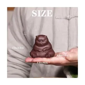 Zisha Tea Pet Figura de murciélago de gato enojado y_7