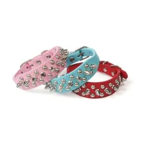 Collar de perro con púas de piel sintética suave con_6