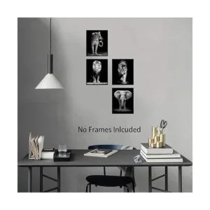 NIIORTY Juego de 4 piezas de arte de pared de animales_5