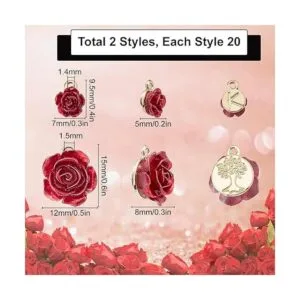 SUNNYCLUE 1 caja de 40 dijes de rosas de 2 estilos a_2