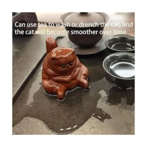 Zisha Tea Pet Figura de murciélago de gato enojado y_5
