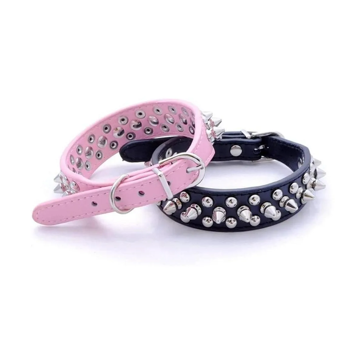 Collar de perro con púas de piel sintética suave con_5