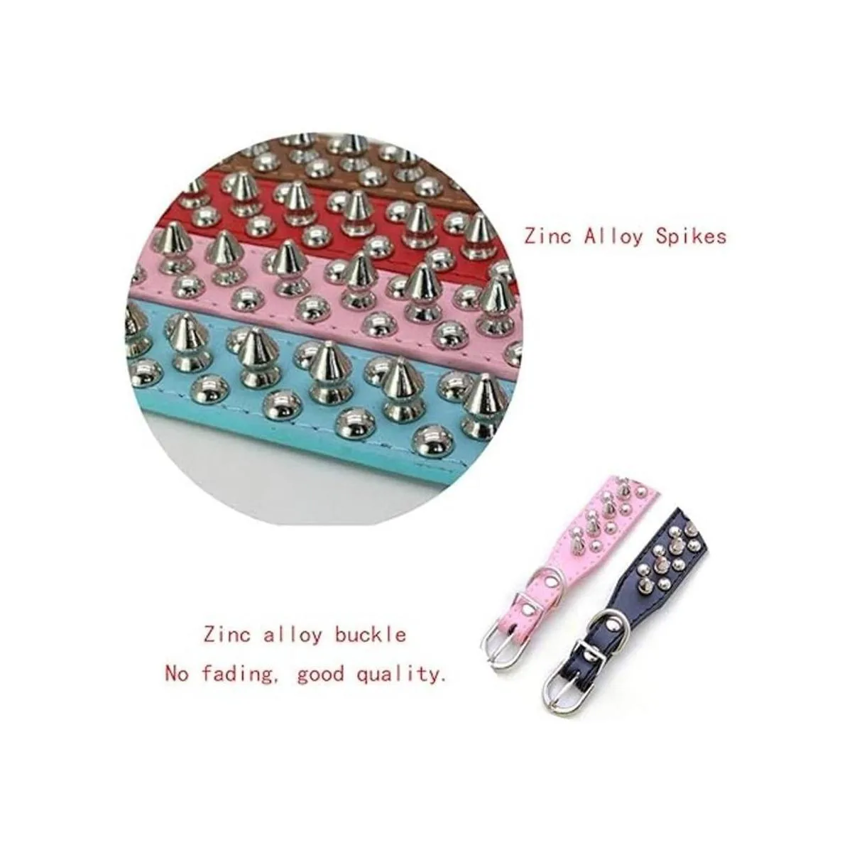 Collar de perro con púas de piel sintética suave con_4