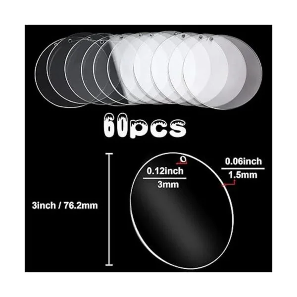 SANNIX 60 adornos de acrílico de 3 pulgadas en blanco con_3
