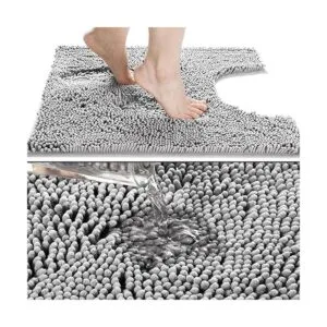 Yimobra Tapete de baño lanudo de lujo en forma de U para_2