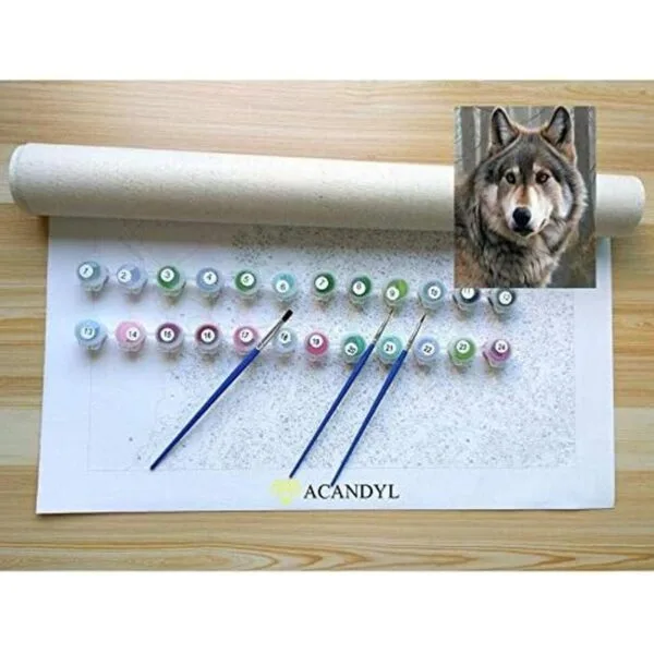 ACANDYL Kit de pintura por número de lobo para niños_5