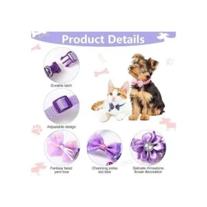 Paquete de 22 pajaritas para perro collar de flores_3