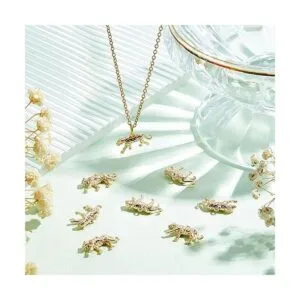 Beebeecraft 1 caja de 10 dijes de leopardo chapados en oro_5