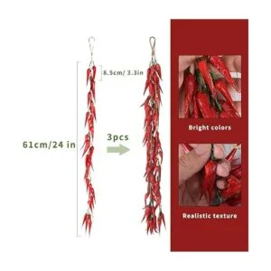 VIOCIWUO 3 piezas de pimientos rojos artificiales_2