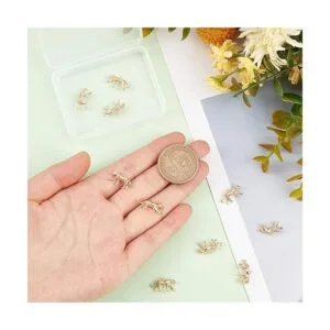 Beebeecraft 1 caja de 10 dijes de leopardo chapados en oro_3