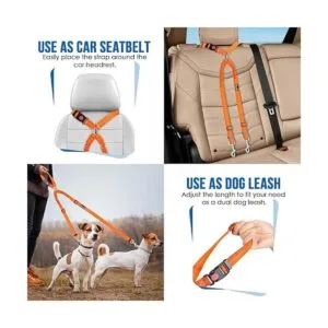 Lukovee Cinturón de seguridad doble para perro nuevo_5