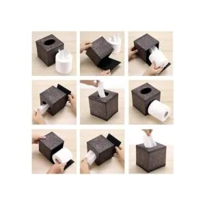 Sumnacon Elegante soporte para caja de pañuelos de piel_4