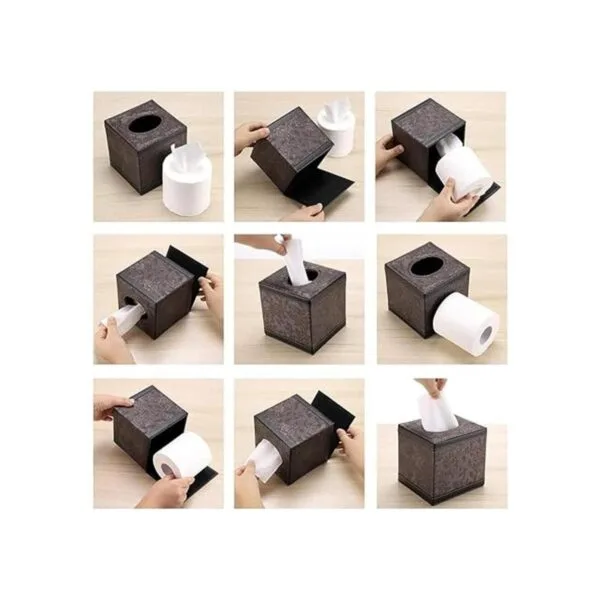 Sumnacon Elegante soporte para caja de pañuelos de piel_4