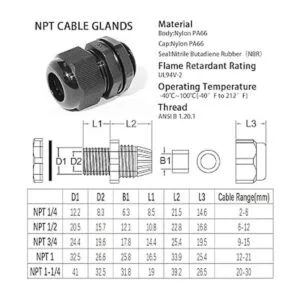 PENGLIN Conector de cable de nailon NPT de 12 pulgadas_3