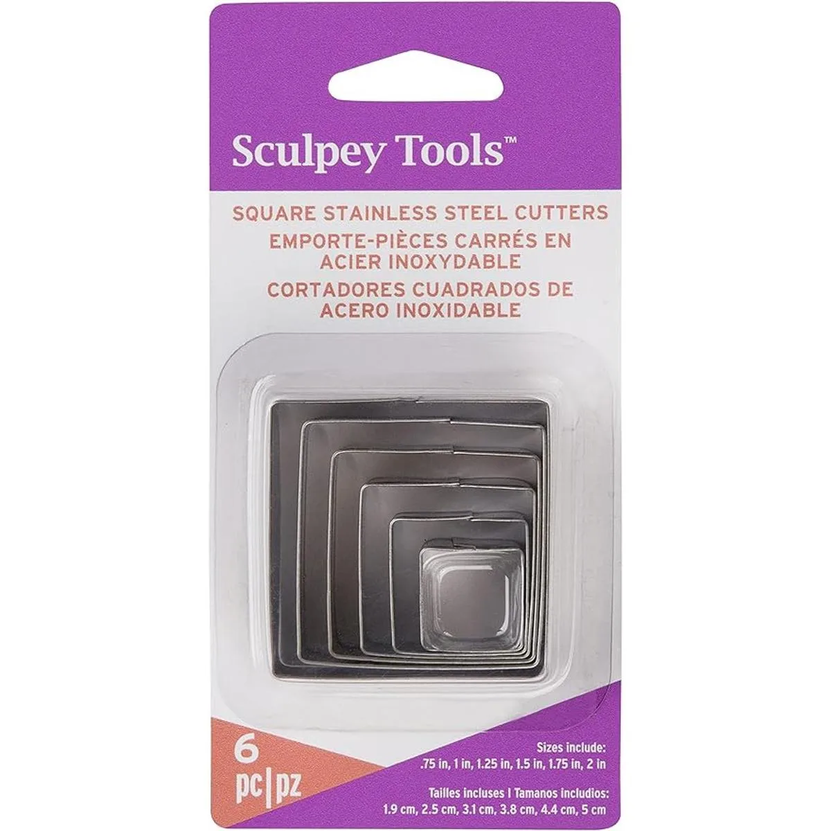 Sculpey Tools Juego de 6 cortadores cuadrados de acero_1