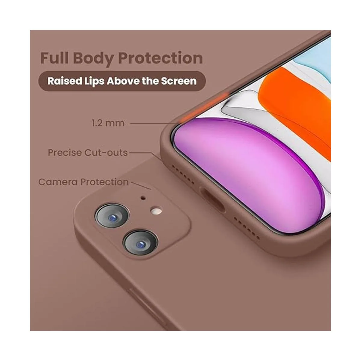 Cordking Funda para iPhone 11 silicona bordes cuadrados_4