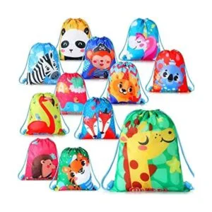 12 bolsas de regalo de fiesta para niños con cordón de_1