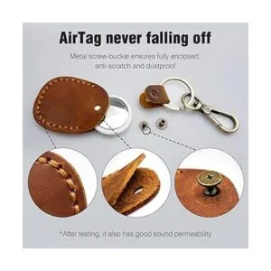 Soporte de cuero para AirTag con llavero portátil hecho_6