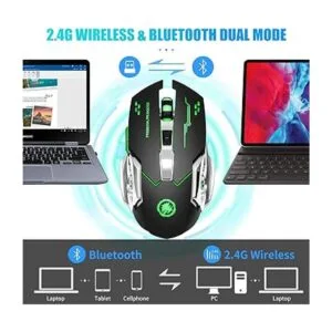Ratón inalámbrico para juegos Bluetooth RGB recargable_2