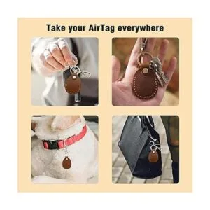 Soporte de cuero para AirTag con llavero portátil hecho_7