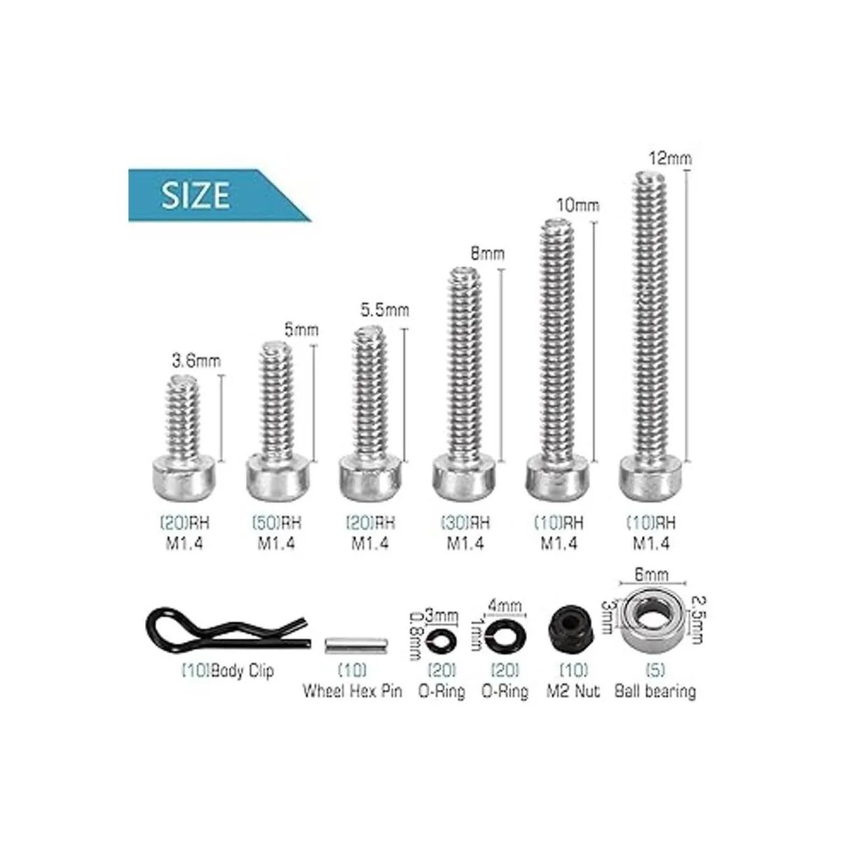INJORA Kit de tornillos RC de acero inoxidable con caja_2
