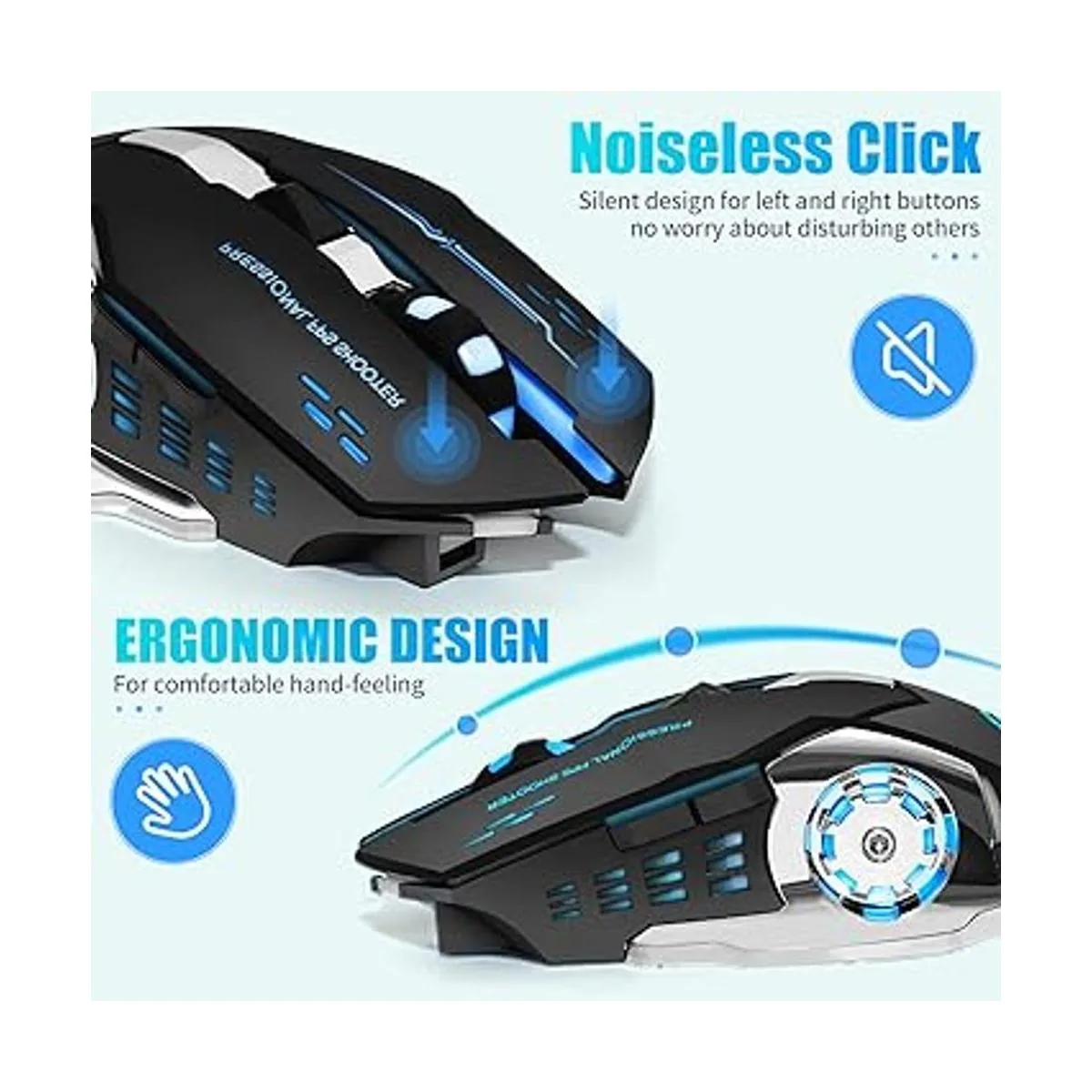 Ratón inalámbrico para juegos Bluetooth RGB recargable_7