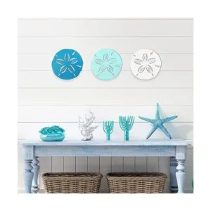 Decoración de pared de dólar de arena 3 piezas de madera_5