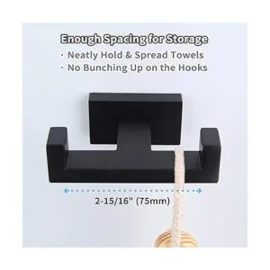 Gancho doble para toalla negro mate ángulo simple de_6