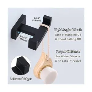 Gancho doble para toalla negro mate ángulo simple de_7