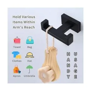 Gancho doble para toalla negro mate ángulo simple de_5