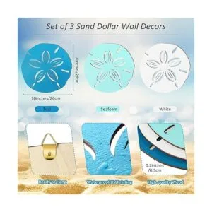 Decoración de pared de dólar de arena 3 piezas de madera_2