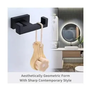 Gancho doble para toalla negro mate ángulo simple de_3