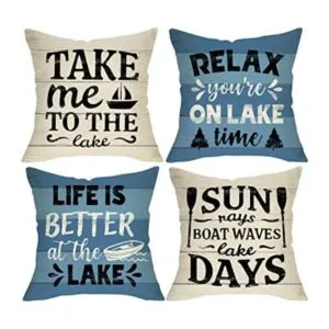 Fbcoo Life is Better at The Lake House Juego de 4 fundas_1