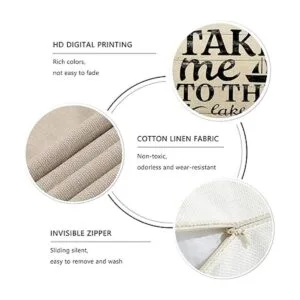 Fbcoo Life is Better at The Lake House Juego de 4 fundas_3