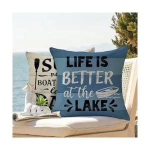 Fbcoo Life is Better at The Lake House Juego de 4 fundas_5