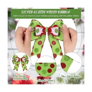 2 rollos de 20 yardas de Navidad verde y rojo cinta de_3