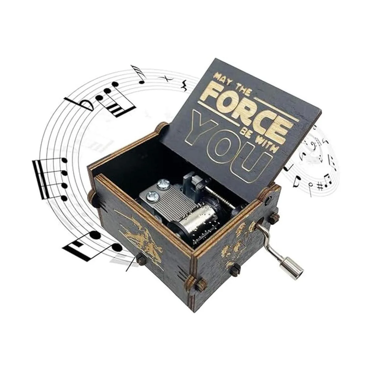 Star Wars Caja de música manivela de madera de mano_1