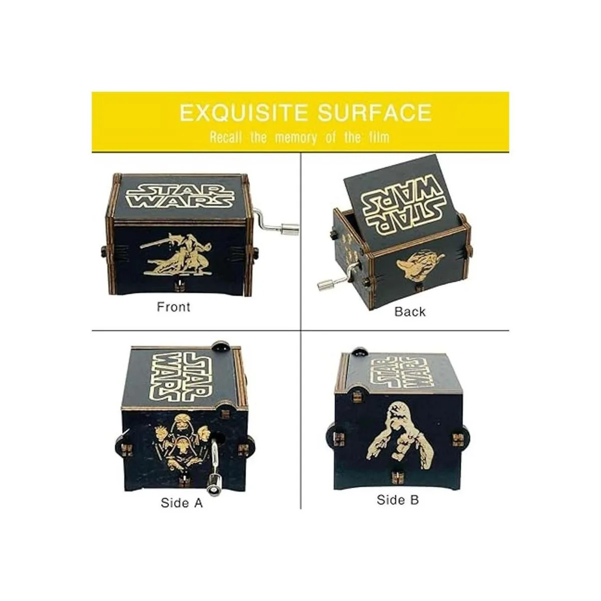Star Wars Caja de música manivela de madera de mano_6