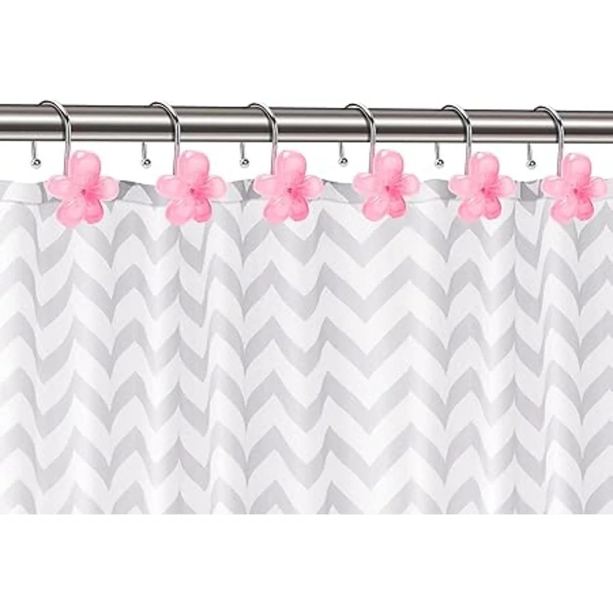 Bonitos ganchos para cortina de ducha con flores que_3